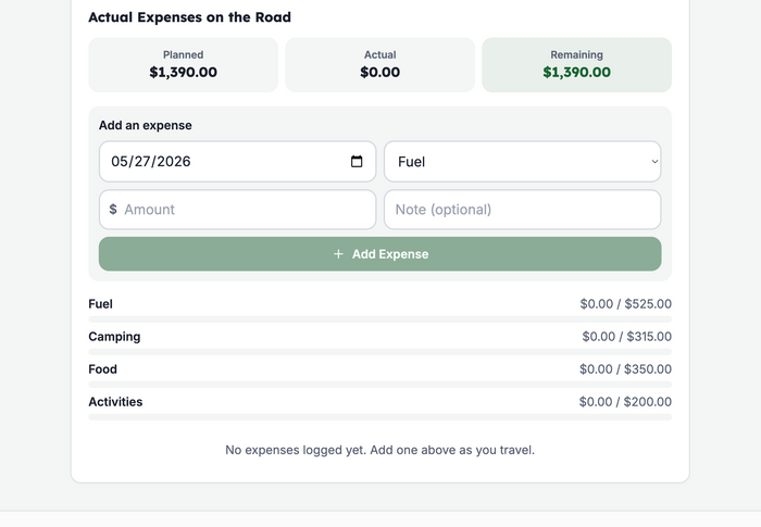 RV Trip Budget Buddy - Web App for RV Travel Expense Tracking and Trip Cost Management, Instant Access