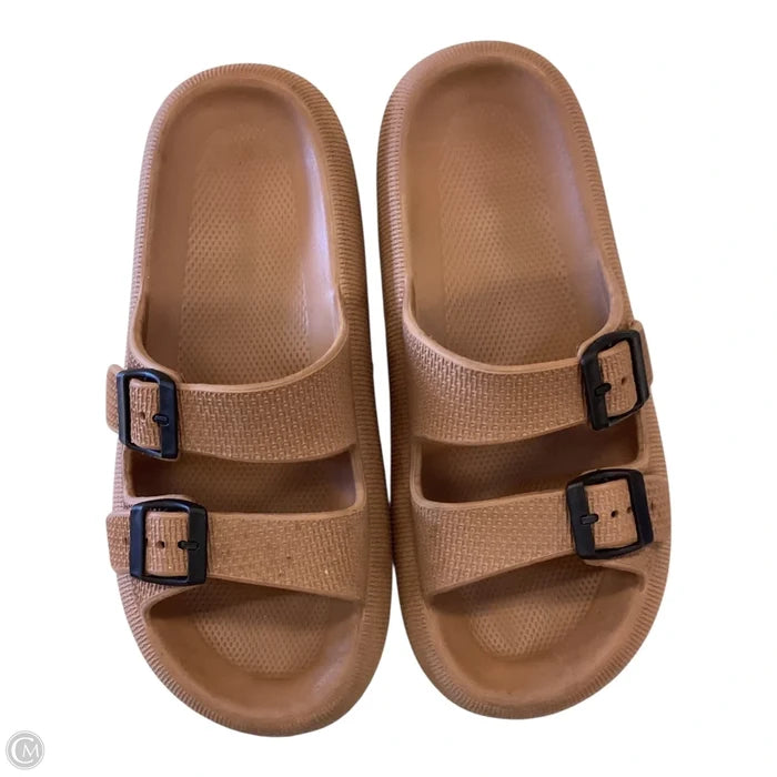 Sandals Heels Platform By Clothes Mentor In Brown, Size: 10