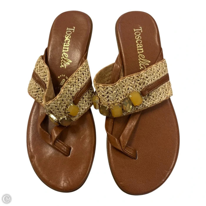 Sandals Heels Wedge By Toscanella In Brown, Size: 6.5