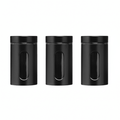Set Of Three Clear And Black Storage Jars