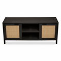 Sherman Black Wood and Rattan Media Unit