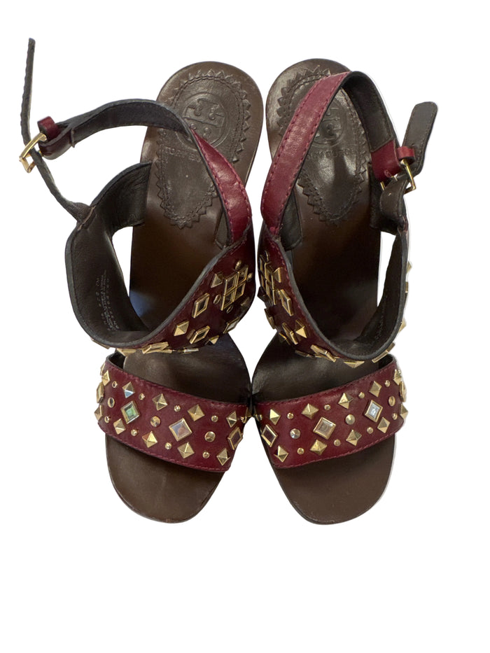 Shoes Designer By Tory Burch In Gold & Red, Size: 7