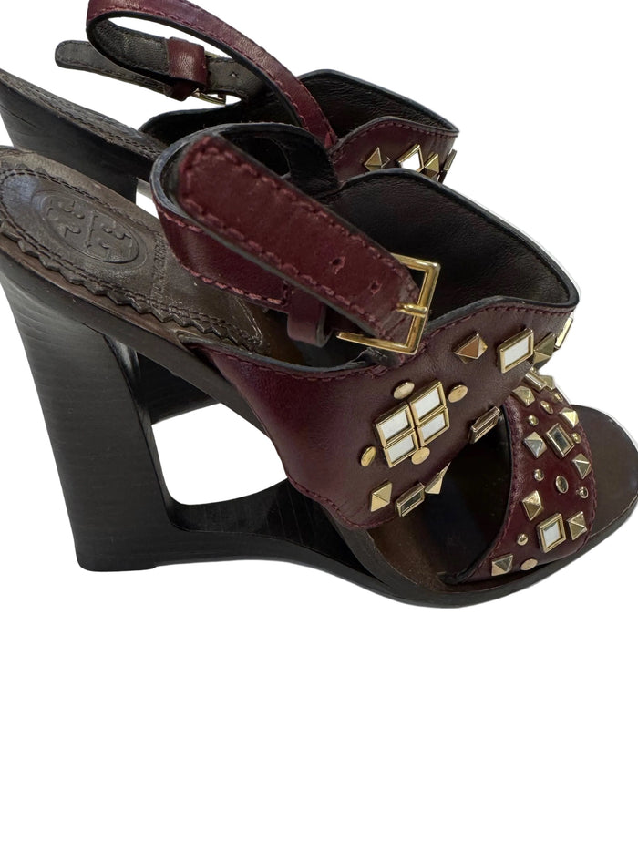 Shoes Designer By Tory Burch In Gold & Red, Size: 7