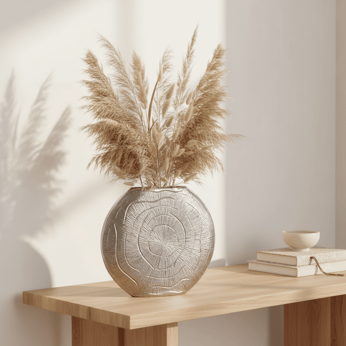 Silva Large Oak Effect Silver Finish Vase