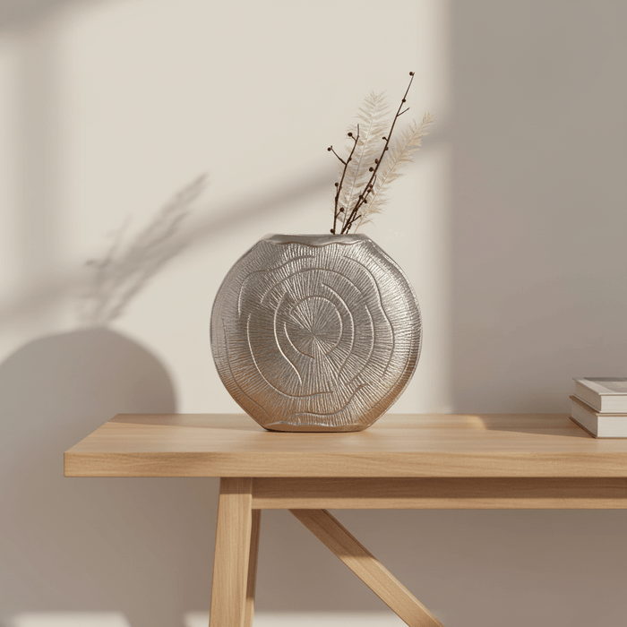 Silva Small Oak Effect Silver Finish Vase