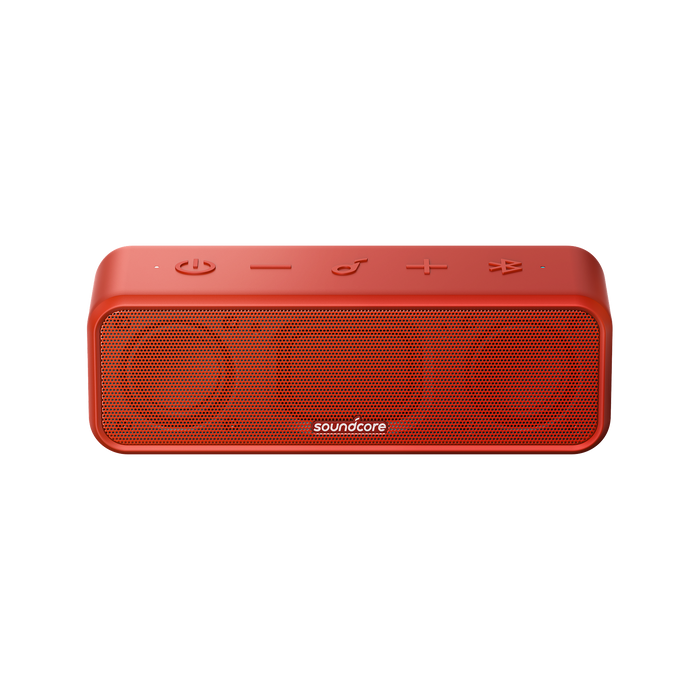 red sound pingcore speaker with clear front grille