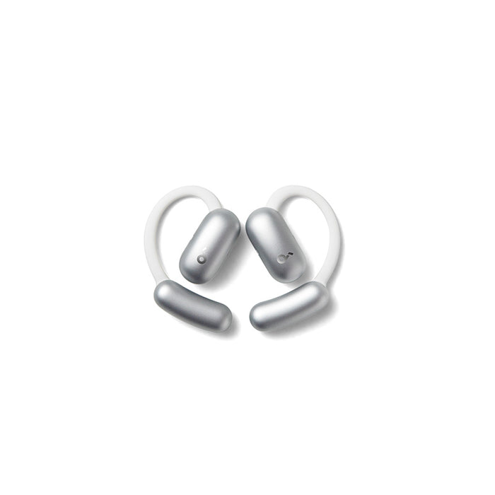 soundcore open earbuds with silver finish and ear hooks