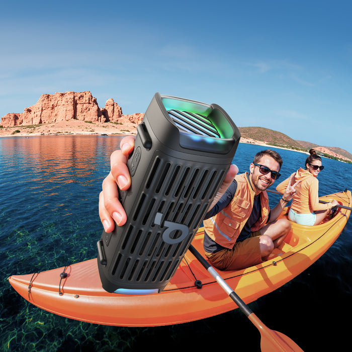 soundcore portable speaker with LED lights for kayaking
