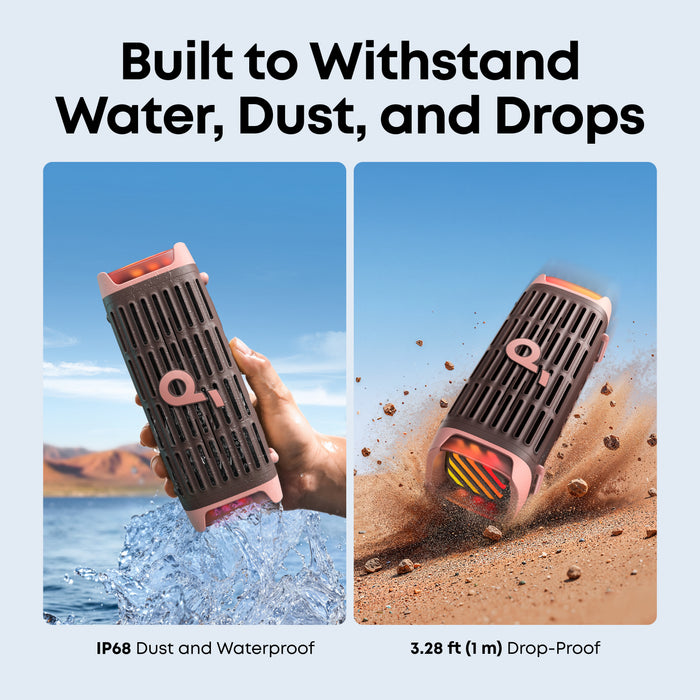 soundcore waterproof and drop-proof speaker for outdoor ping use in