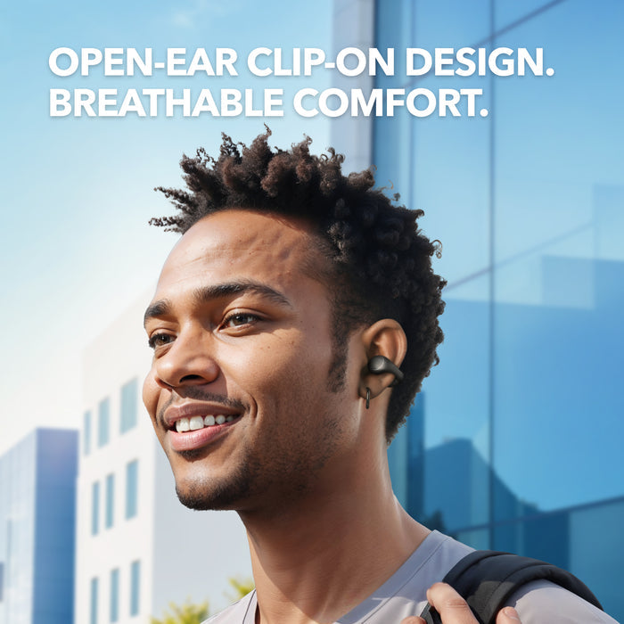 soundcore open-ear earbuds with clip-on design for comfort