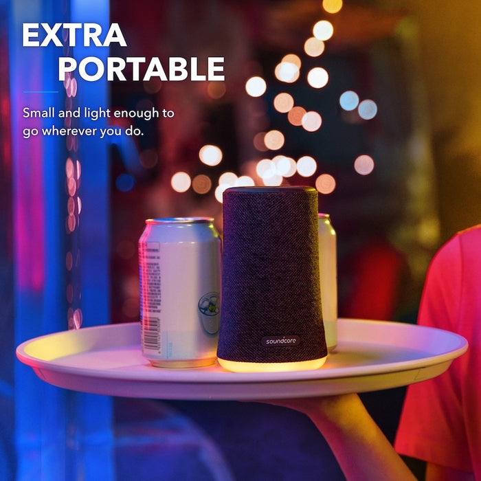 soundcore speaker with glowing base for portability