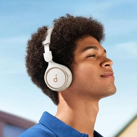 soundcore wireless headphones with adjustable headband outdoors
