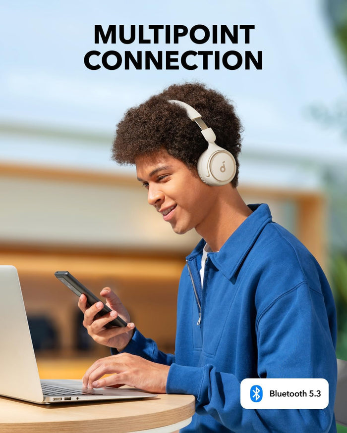 soundcore ANC headphones with multipoint connection for Bluetooth 5.3