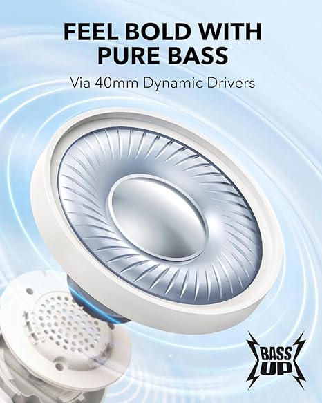 soundcore 40mm dynamic drivers with BassUp for pure bass