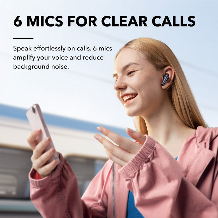 soundcore wireless earbuds with 6 mics for clear calls