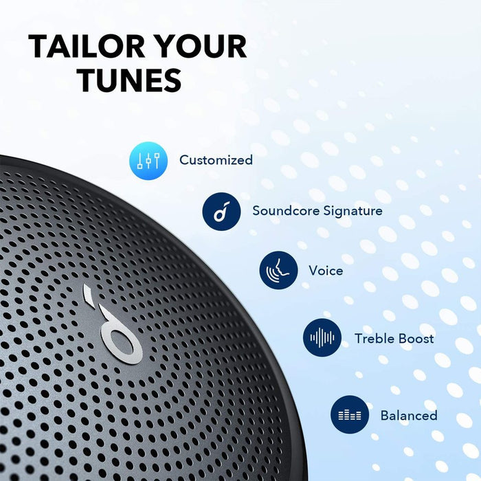 soundcore speaker with customizable sound and treble boost