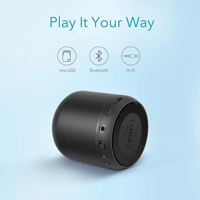 soundcore speaker with microSD, Bluetooth and AUX options