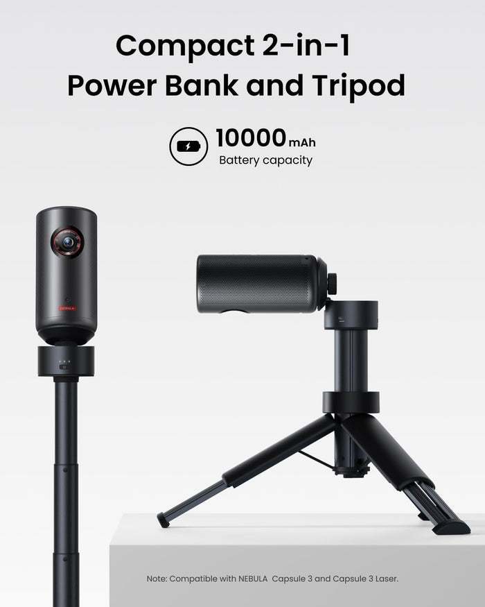 soundcore Nebula Capsule 3 & 3 Laser Power Bank Tripod | Extended Playtime & Adjustable Height