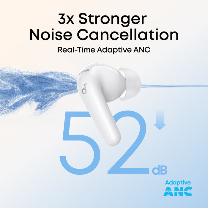 soundcore earbud with adaptive ANC for strong 52dB noise cancellation