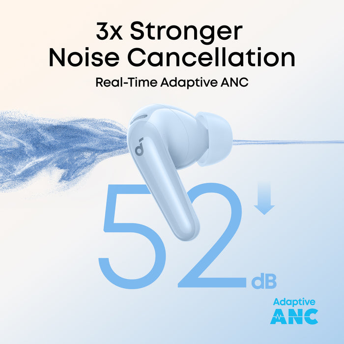 soundcore earbuds with adaptive ANC and 52dB noise reduction