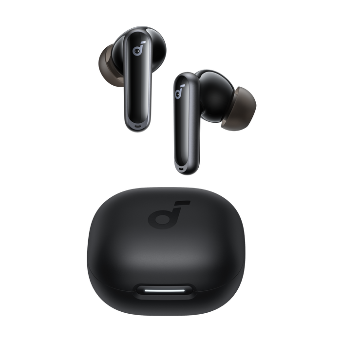 soundcore black earbuds with compact charging case
