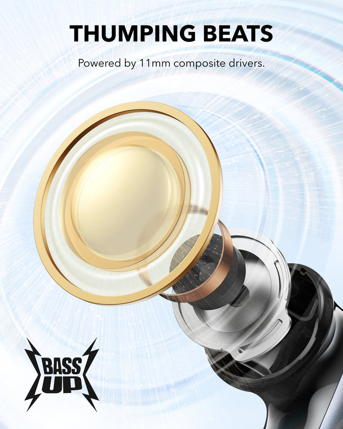 soundcore earbuds with 11mm drivers for powerful bass