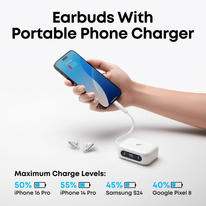 soundcore earbuds case used as phone charger for multiple devices