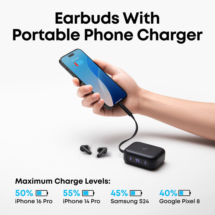 soundcore earbuds with portable phone charging ping for iPhone
