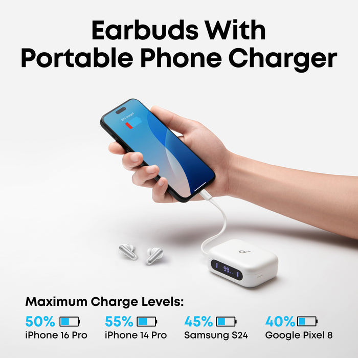 soundcore earbuds with portable charger for phone charging