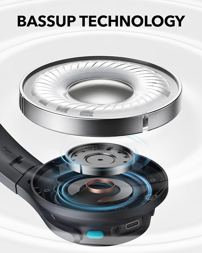 soundcore bluetooth headphones with BassUp technology for enhanced bass