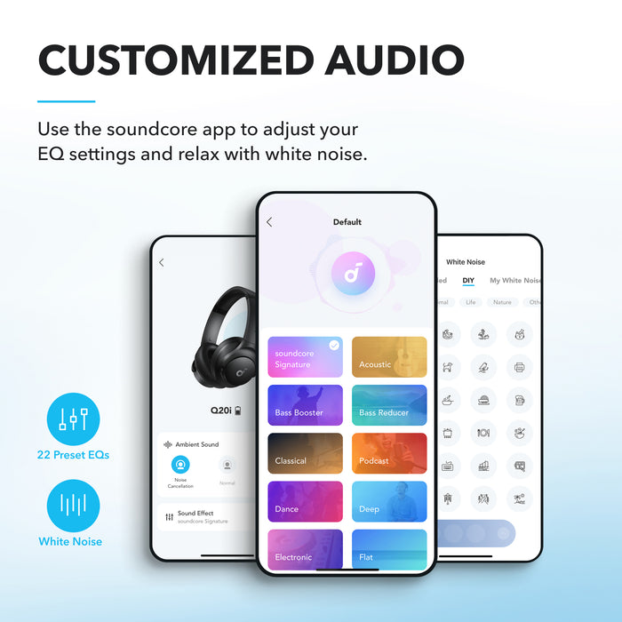 soundcore app with customizable audio and white noise
