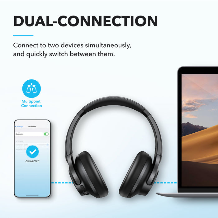 soundcore Hi-res headphones with dual-connection for phone and laptop