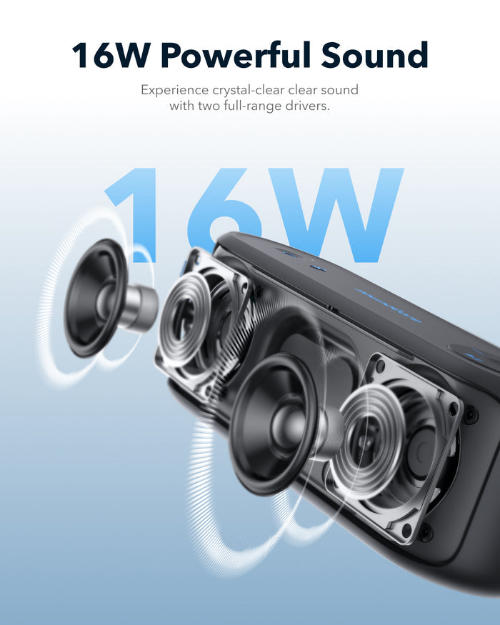 soundcore with 16W full-range drivers for clear sound