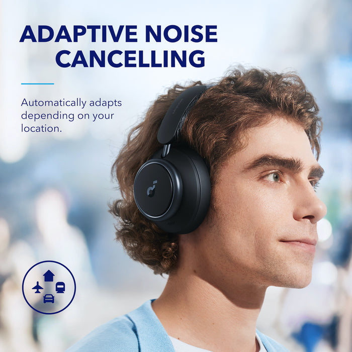 soundcore ANC headphoness with adaptive noise cancelling for location