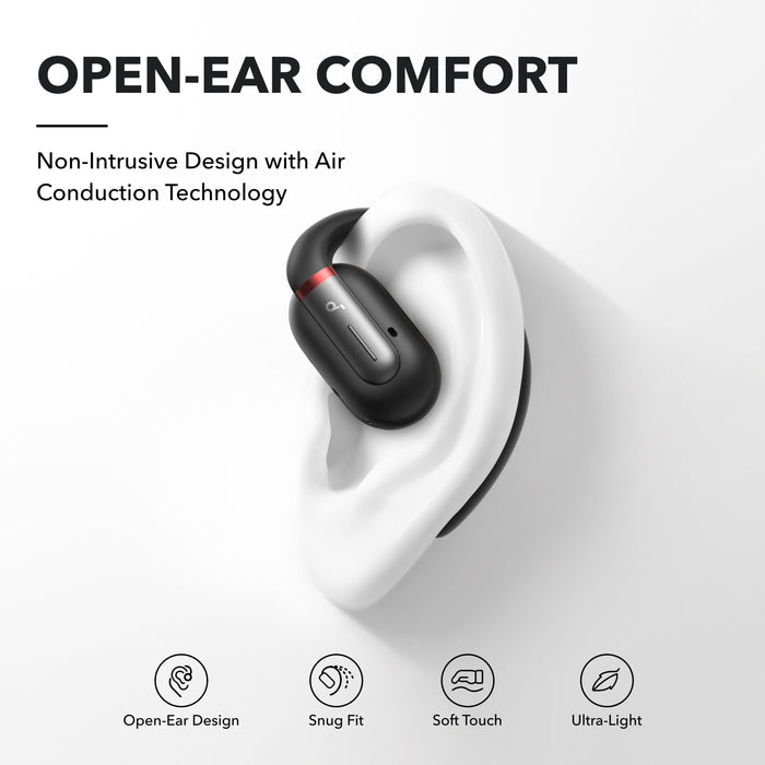 soundcore open-ear earbud with air conduction technology