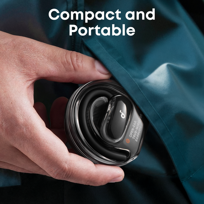 soundcore open-ear earbuds with compact design for portability