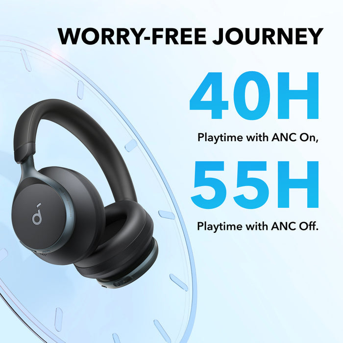 soundcore top over-ear headphones with 55H playtime for ANC off