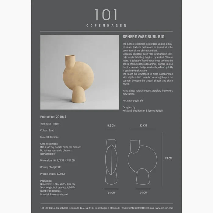 Sphere Vase Bubl, Big - Sand Vases 101 Copenhagen