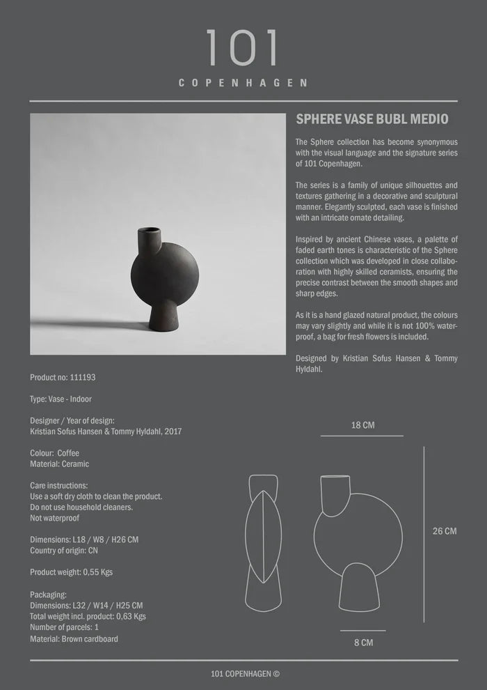 Sphere Vase Bubl, Medio - Coffee Vases 101 Copenhagen