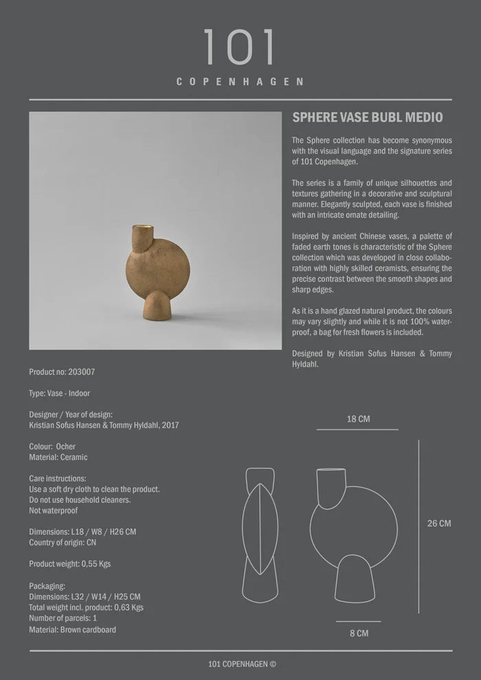 Sphere Vase Bubl, Medio - Ocher Vases 101 Copenhagen