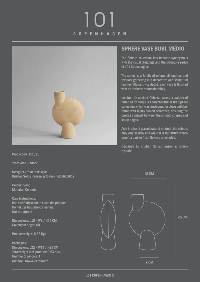 Sphere Vase Bubl, Medio - Sand Vases 101 Copenhagen
