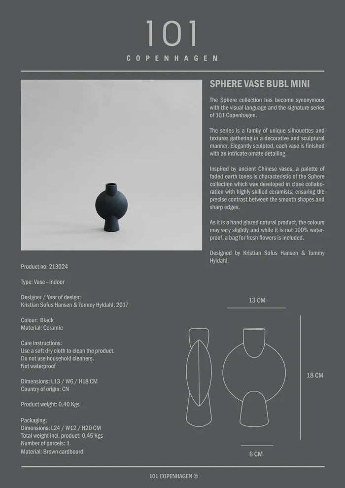Sphere Vase Bubl, Mini - Black Vases 101 Copenhagen