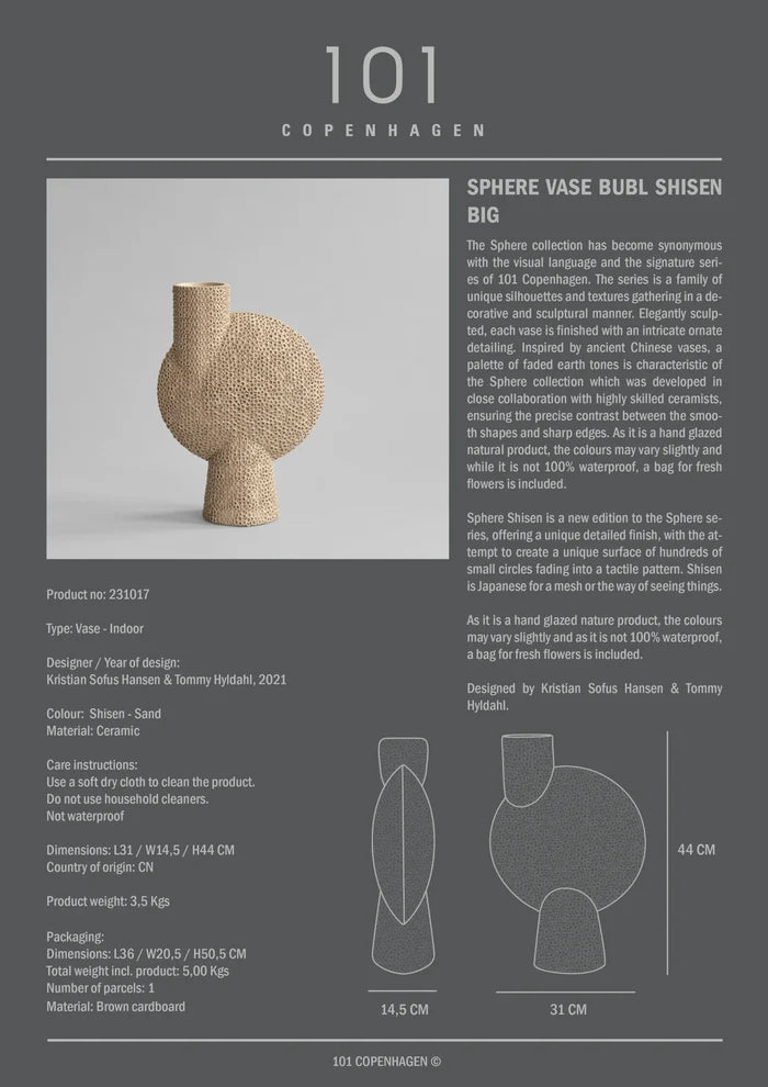 Sphere Vase Bubl Shisen, Big - Sand Vases 101 Copenhagen