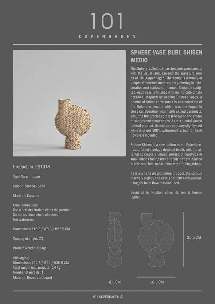 Sphere Vase Bubl Shisen, Medio - Sand Vases 101 Copenhagen