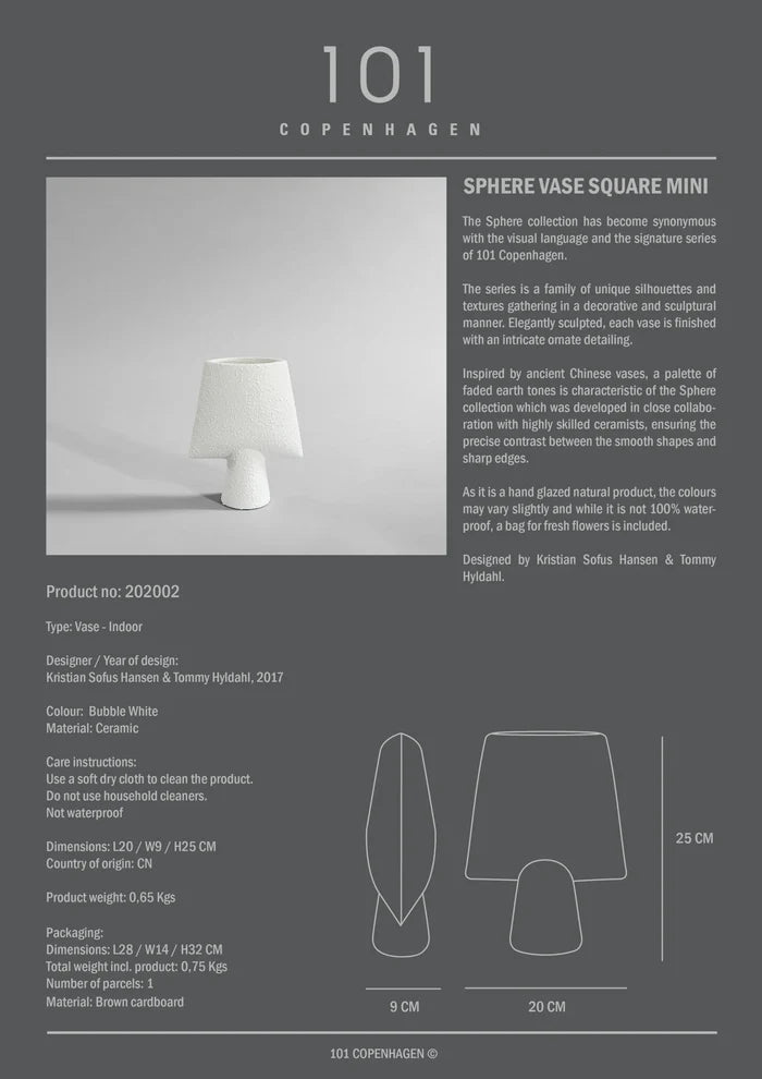 Sphere Vase Square, Mini - Bubble White Vases 101 Copenhagen