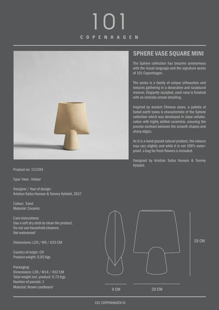 Sphere Vase Square, Mini - Sand Vases 101 Copenhagen