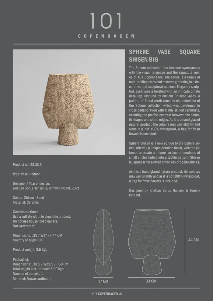 Sphere Vase Square Shisen, Big - Sand Vases 101 Copenhagen