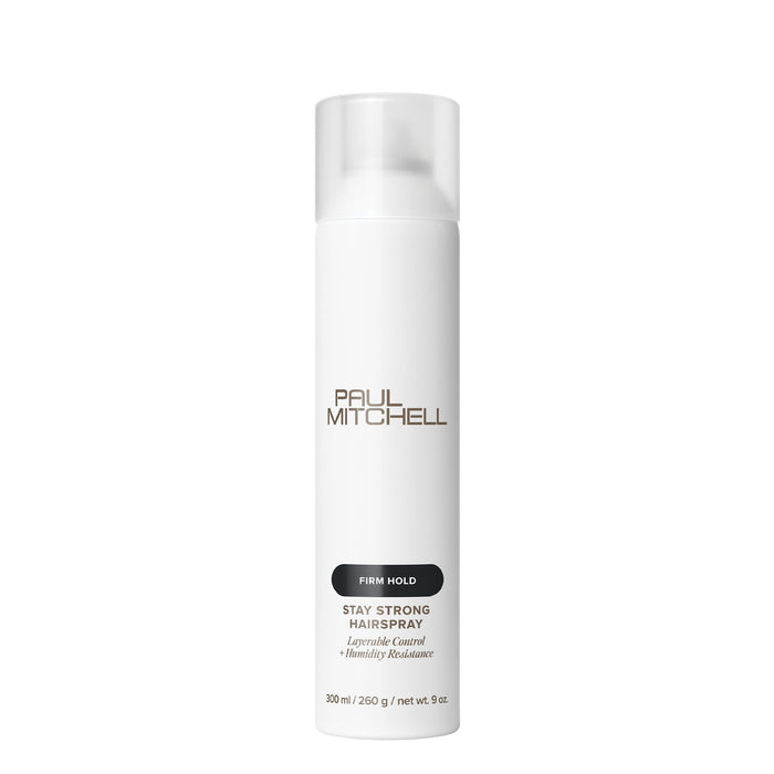 Paul Mitchell Stay Strong Hairspray is a fine-mist, strong-hold hairspray that allows you to layer a little or a lot.