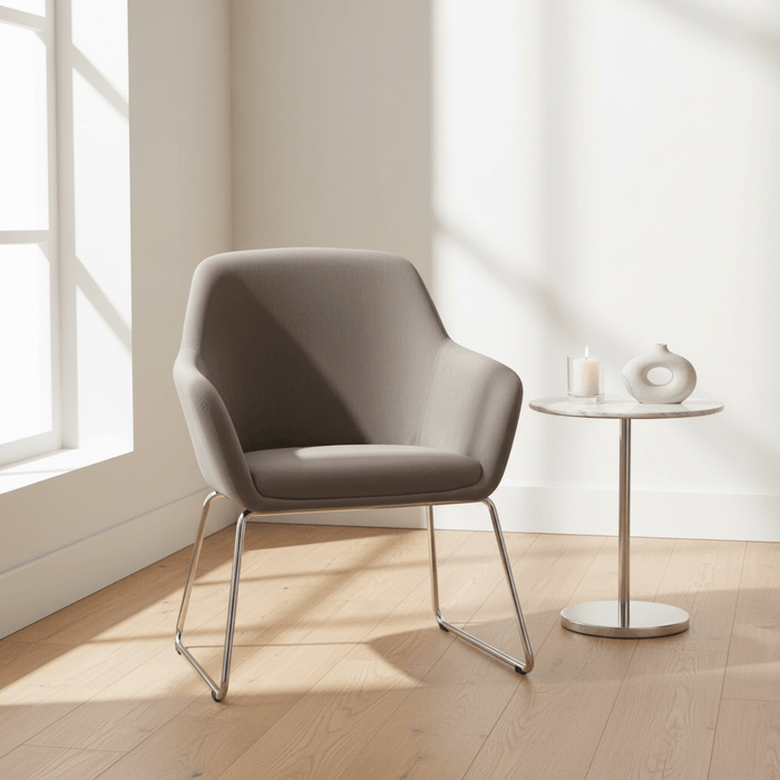 Stockholm Grey Velvet Dining Chair with Chrome Legs
