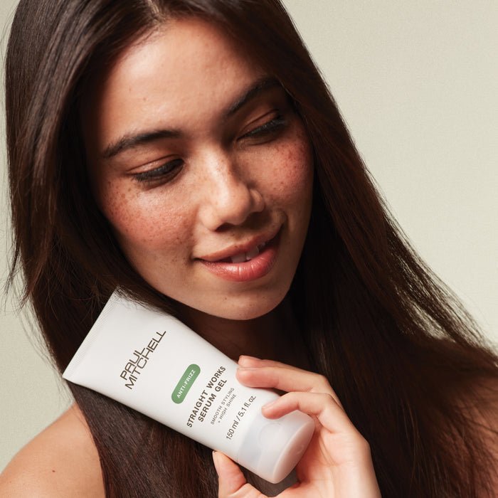 Model holding Straight Works Serum Gel